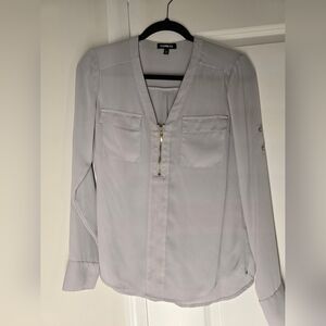 Express Light Gray Zip Blouse